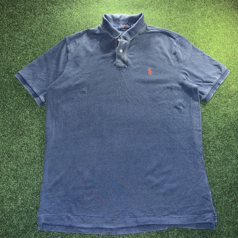 Polo Ralph Lauren Blue Polo Shirt Men's Large Orange Horse
